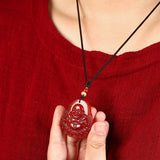 Red Agate Buddha Gong Jade Pendant Necklace Women's Money Charm
