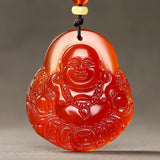 Red Agate Buddha Gong Jade Pendant Necklace Women's Money Charm