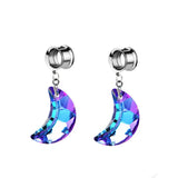 Gem Heart Pendant Ear Plugs Tunnels Gauges Screw-Fit Expander Dangle Jewelry