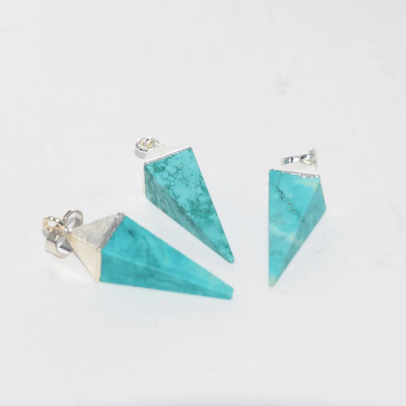 Green Turquoise Point Pendant Charm for Women Jewelry