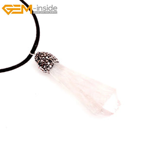 Natural Crystal Stone Pendant Necklace for Women Men Gift