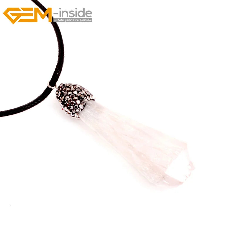 Natural Crystal Stone Pendant Necklace for Women Men Gift