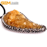 Natural Stone Triangle Pendant Necklace - 30X55MM