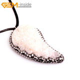 Natural Stone Triangle Pendant Necklace - 30X55MM