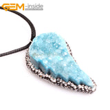 Natural Stone Triangle Pendant Necklace - 30X55MM