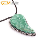 Natural Stone Triangle Pendant Necklace - 30X55MM