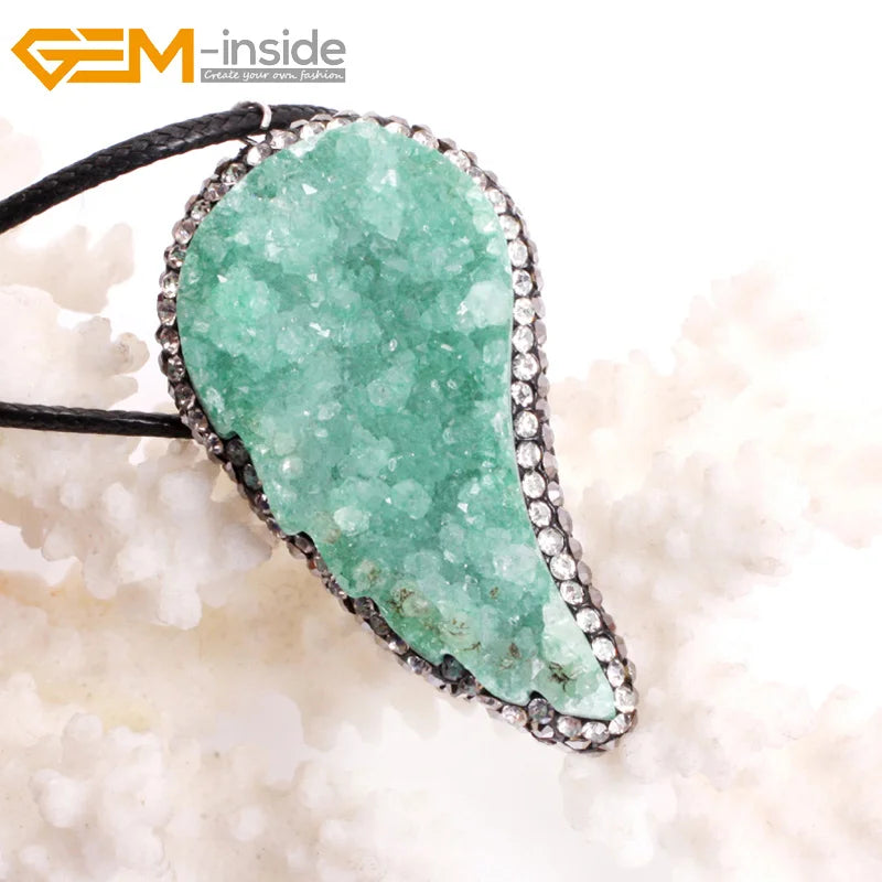 Natural Stone Triangle Pendant Necklace - 30X55MM