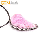 Natural Stone Triangle Pendant Necklace - 30X55MM