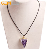Cubic Amethysts Triangle Pendant Necklace 12X26MM-26X38MM