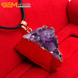 Cubic Amethysts Triangle Pendant Necklace 12X26MM-26X38MM
