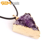 Cubic Amethysts Triangle Pendant Necklace 12X26MM-26X38MM