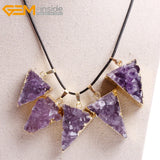 Cubic Amethysts Triangle Pendant Necklace 12X26MM-26X38MM