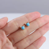Gem's Beauty Turquoise Stud Earrings 925 Silver Fine Jewelry