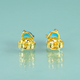 Gem's Beauty Turquoise Stud Earrings 925 Silver Fine Jewelry