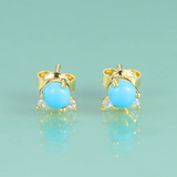Gem's Beauty Turquoise Stud Earrings 925 Silver Fine Jewelry