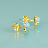Gem's Beauty Turquoise Stud Earrings 925 Silver Fine Jewelry