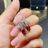 Natural Garnet Butterfly Earring 925 Sterling Silver for Party Wear