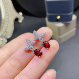 Natural Garnet Butterfly Earring 925 Sterling Silver for Party Wear
