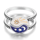 Gemini Matching 925 Sterling Silver Sun Moon Tai Chi Combination Ring