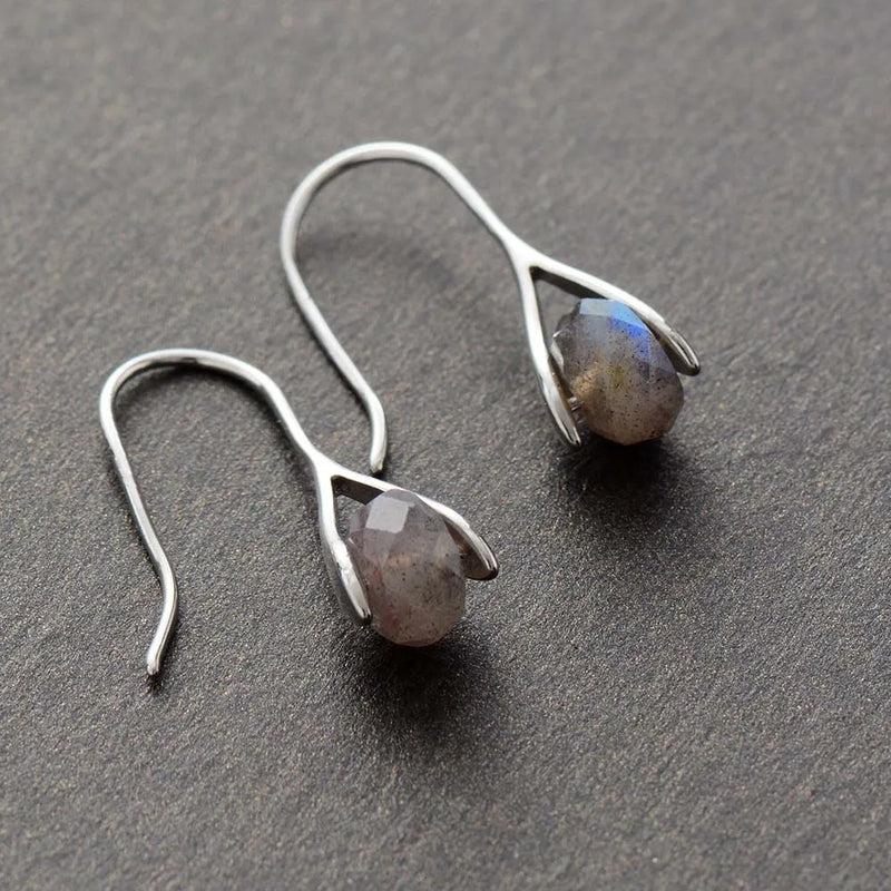 Labrodorite Faceted Gemstone Earrings for Women