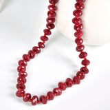Red Chalcedony Faceted Abacus Beads Necklace 18in