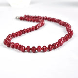 Red Chalcedony Faceted Abacus Beads Necklace 18in