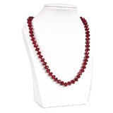 Red Chalcedony Faceted Abacus Beads Necklace 18in
