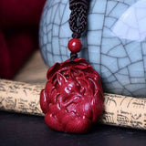 Men's Real Cinnabar Nine Tailed Fox Necklace Pendant
