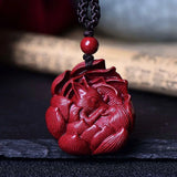 Men's Real Cinnabar Nine Tailed Fox Necklace Pendant