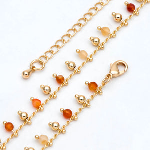 Gemstone Bead Chains 1.7mm, 18K Plated Brass, Ready to Wear (#LK-457)