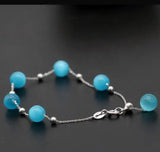925 SS Silver Bangle with 8mm Yellow/Pink/Blue Sand Opal Crystals