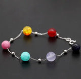 925 SS Silver Bangle with 8mm Yellow/Pink/Blue Sand Opal Crystals
