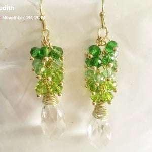 Green Gemstone Earrings - Amethyst Peridot Dangle Earrings