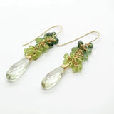 Green Gemstone Earrings - Amethyst Peridot Dangle Earrings