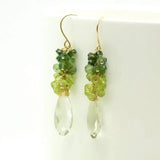 Green Gemstone Earrings - Amethyst Peridot Dangle Earrings