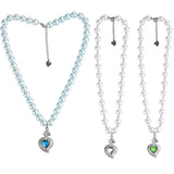 Multicolor Heart Pendant Necklace Metal Chain Stitching Necklace Jewelry