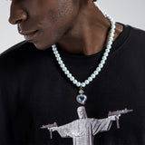 Multicolor Heart Pendant Necklace Metal Chain Stitching Necklace Jewelry