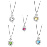 Multicolor Heart Pendant Necklace Metal Chain Stitching Necklace Jewelry
