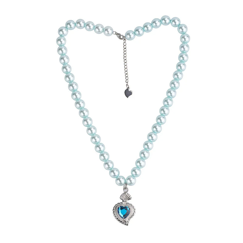 Multicolor Heart Pendant Necklace Metal Chain Stitching Necklace Jewelry