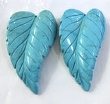 Turquoise Leaf Pendant Natural Gemstone Carved Goddess Chakra Reiki Necklace