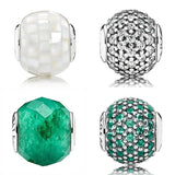 CZ Bead Charm Bracelet Bangle 925 Sterling Silver