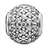 CZ Bead Charm Bracelet Bangle 925 Sterling Silver
