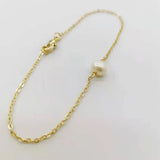 Freshwater Pearl Bracelet 14K Filled Chain Women Girl Jewelry