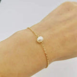 Freshwater Pearl Bracelet 14K Filled Chain Women Girl Jewelry