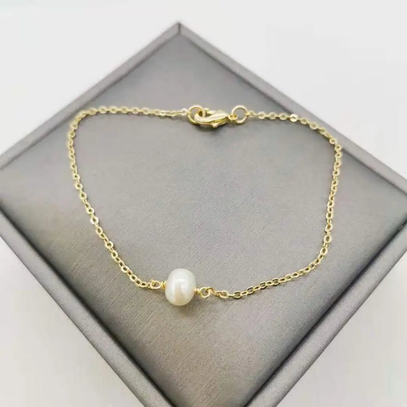 Freshwater Pearl Bracelet 14K Filled Chain Women Girl Jewelry
