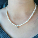Freshwater Pearl Necklace Natural Pink 14K Filled Magnet Clasp Women Gift