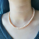 Freshwater Pearl Necklace Natural Pink 14K Filled Magnet Clasp Women Gift