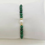 Malachite Bracelet Faceted Gemstones Pearl 14K Filled Women Fashion Jewelry