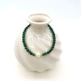 Malachite Bracelet Faceted Gemstones Pearl 14K Filled Women Fashion Jewelry