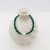 Malachite Bracelet Faceted Gemstones Pearl 14K Filled Women Fashion Jewelry